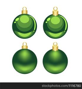 Christmas green cartoon and mesh vector ornaments isolated on white background