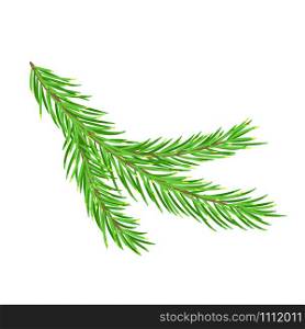 Christmas green lush spruce branch. Fir-tree New Year branch. Vector illustration element of design isolated on white