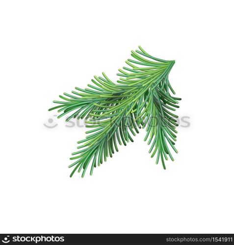 Christmas green lush spruce branch. Fir-tree New Year mesh branch. Vector illustration element of design isolated on white.. Christmas green lush spruce branch. Fir-tree New Year mesh branch. Vector illustration element of design isolated on white