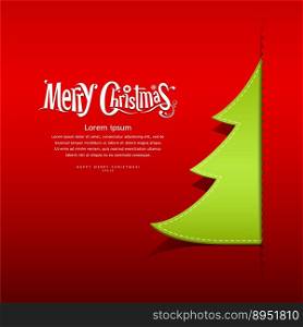 Christmas green tree paper design vector image