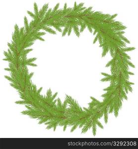 Christmas green Wreath with FurVector illustrationtree. Vector illustration