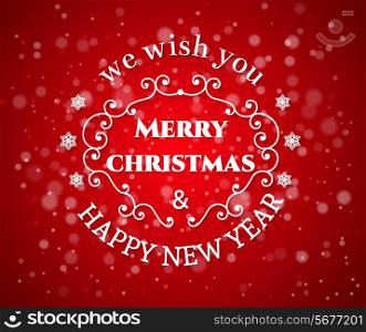 Christmas greeting background - holidays lettering on glowing background