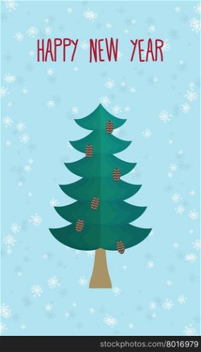 Christmas greeting card. Christmas tree. Happy new year