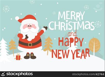Christmas Greeting Card. Merry Christmas and happy new year lettering. Vector illustration.. Christmas Greeting Card. Vector.