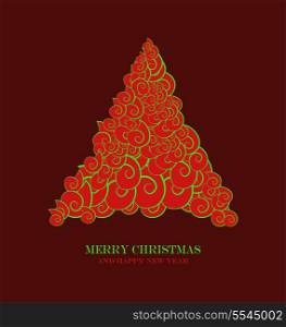 Christmas Greeting Card/Merry Christmas /Christmas tree on a red background