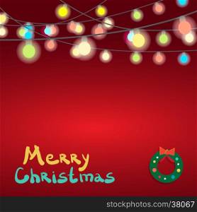 Christmas Greeting Card. Merry Christmas lights garland, vector illustration