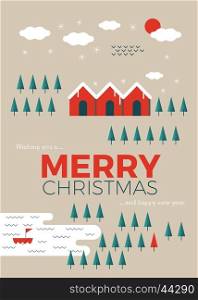 Christmas greeting card template in vintage minimal style