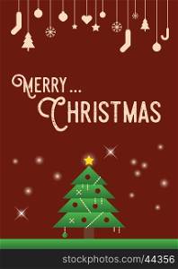 Christmas greeting card template in vintage minimal style