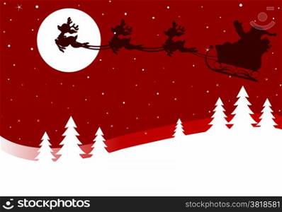 Christmas greeting card with Santa Claus sled