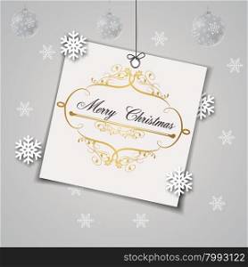 Christmas greeting card with snowflakes and greeting text. greeting card with a background made of snowflakes