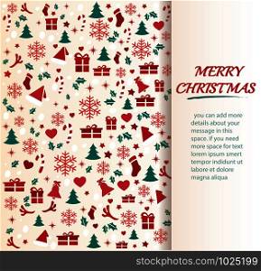 Christmas greeting card with space pattern background vector illustration