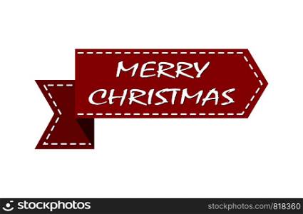 Christmas greeting, red ribbon with the inscription Merry Christmas