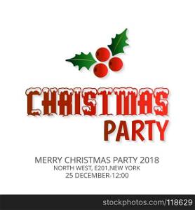Christmas greetings card with simple white background stylish text with christmas cherrie.. For web design and application interface, also useful for infographics. Vector illustration.