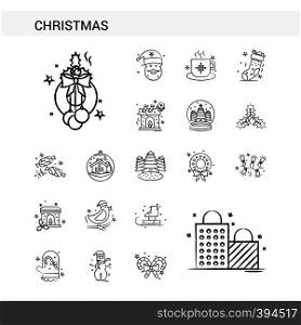 Christmas hand drawn Icon set style, isolated on white background. - Vector