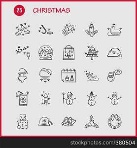 Christmas Hand Drawn Icons Set For Infographics, Mobile UX/UI Kit And Print Design. Include: Santa Clause, Santa, Christmas, Winters, Santa Clause, Santa, Collection Modern Infographic Logo and Pictogram. - Vector