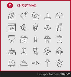 Christmas Hand Drawn Icons Set For Infographics, Mobile UX/UI Kit And Print Design. Include: Truck, Travel, Gift Box, Box, Calendar, Christmas, Christmas Collection Modern Infographic Logo and Pictogram. - Vector