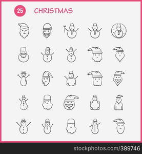 Christmas Hand Drawn Icons Set For Infographics, Mobile UX/UI Kit And Print Design. Include: Drink, Food, Meal, Knife, Snowman, Christmas, Winters, Festival, Collection Modern Infographic Logo and Pictogram. - Vector