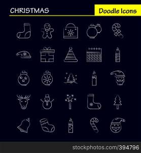 Christmas Hand Drawn Icons Set For Infographics, Mobile UX/UI Kit And Print Design. Include: Sale, Document, File, Text, Music, Sound, Media, Multimedia, Collection Modern Infographic Logo and Pictogram. - Vector