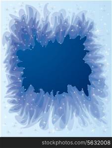 Christmas hoarfrost background on window glass with space for text - Winter decoration for your design.