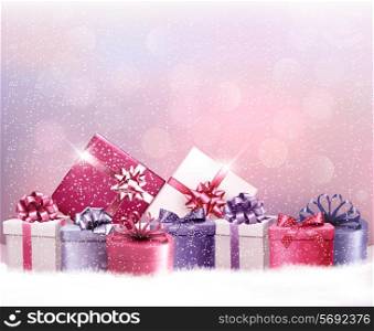 Christmas holiday background with presents. Vector.