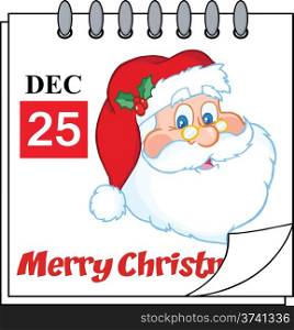 Christmas Holiday Calendar With Classic Santa Claus Head