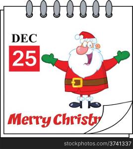 Christmas Holiday Calendar With Jolly Santa Claus With Open Arms