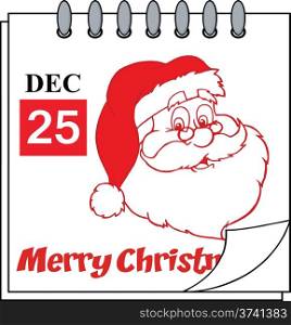 Christmas Holiday Calendar With Red Classic Santa Claus Head