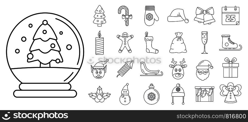 Christmas holiday icon set. Outline set of christmas holiday vector icons for web design isolated on white background. Christmas holiday icon set, outline style