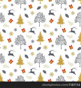 Christmas holiday seamless pattern with traditional symbols isolate on white background,for decorative,celebrate party,apparel,fashion,fabric,textile,print or wrapping paper,vector illustration
