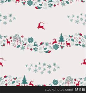Christmas holiday seamless repeat pattern with traditional symbols for decorative,fashion,fabric,textile,print or wrapping paper,vector illustration