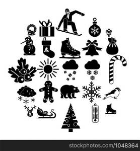 Christmas holidays icons set. Simple set of 25 christmas holidays vector icons for web isolated on white background. Christmas holidays icons set, simple style