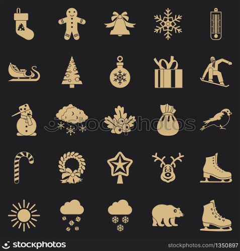 Christmas holidays icons set. Simple set of 25 christmas holidays vector icons for web for any design. Christmas holidays icons set, simple style