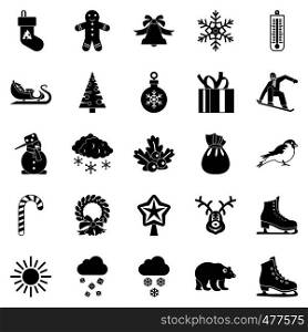 Christmas holidays icons set. Simple set of 25 christmas holidays vector icons for web isolated on white background. Christmas holidays icons set, simple style