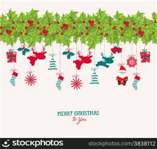 christmas holly and element background