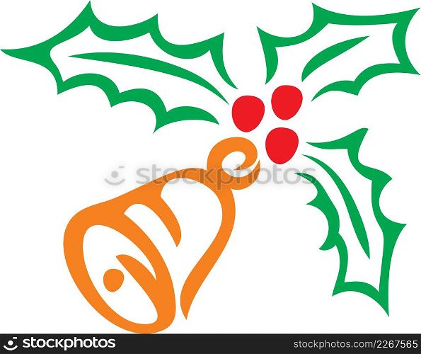 Christmas holly berry and bell symbol