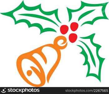 Christmas holly berry and bell symbol