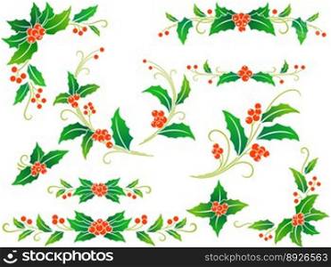 Christmas holly decoration vector image