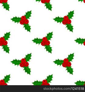 Christmas holly, seamless pattern white background illustration. Christmas holly, seamless pattern.