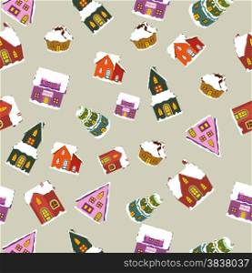 christmas houses seamless pattern