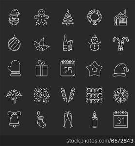 Christmas Icons. Christmas line icons set, vector eps10 illustration