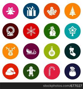 Christmas icons many colors set isolated on white for digital marketing. Christmas icons many colors set