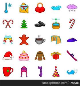 Christmas icons set. Cartoon set of 25 christmas vector icons for web isolated on white background. Christmas icons set, cartoon style