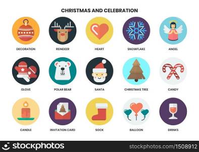 Christmas icons set for business, marketing, management