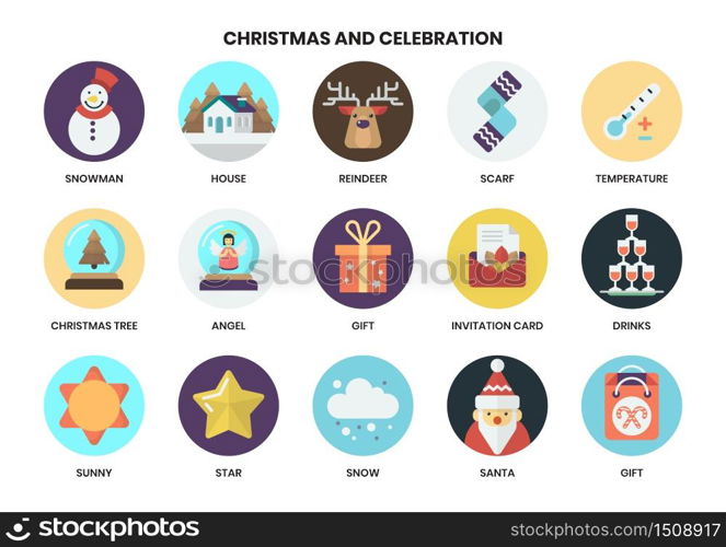 Christmas icons set for business, marketing, management