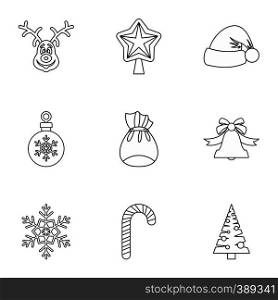 Christmas icons set. Outline illustration of 9 christmas vector icons for web. Christmas icons set, outline style