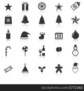 Christmas icons with reflect on white background, stock vector