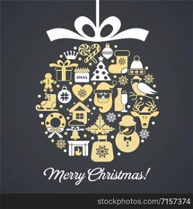 Christmas illustration. Vector set of icons.