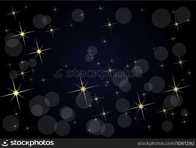 Christmas in black, empty background made with starry sky and blurry lights