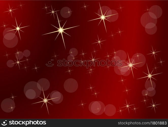 Christmas in red, empty background made with starry sky and blurry lights