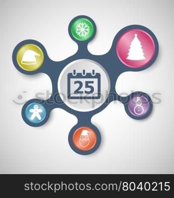 Christmas infographic templates with connected metaballs, stock vector